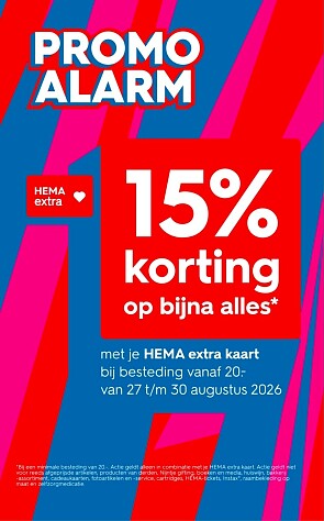 15% korting op bijna alles bij Hema