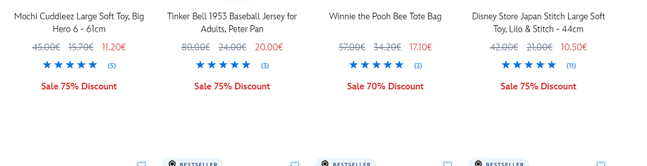Disney Store sale tot -70%!