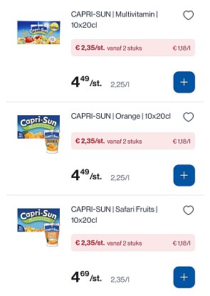 Capri sun 10x20 cl -50%