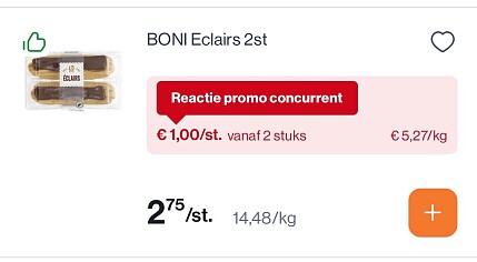 Boni eclair 2 stuks voor slechts 1,00€