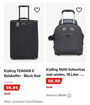 Kipling reiskoffers vanaf 59,84€