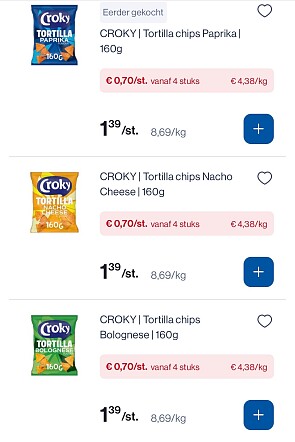 Croky tortilla’s chips -50%
