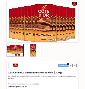 16x Côte d'Or BonBonBloc Praliné Melk | 200 g