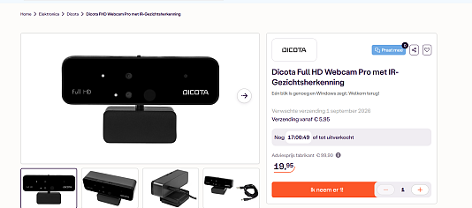 📷 Dicota Full HD Webcam Pro met IR-Gezichtsherkenning