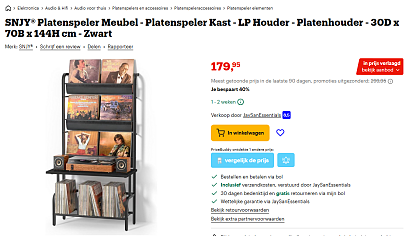 🎵 SNJY Platenspeler Meubel met LP Houder