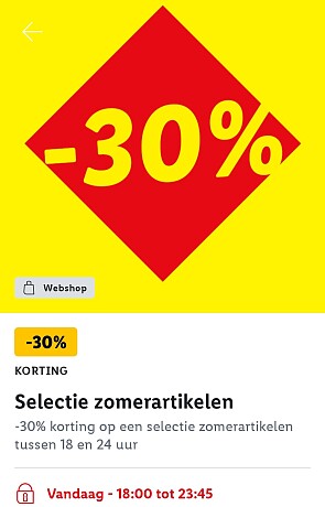 Zomerartikelen 30% korting bij Lidl