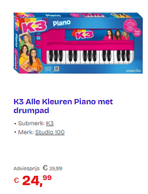 -31% K3 piano 'Alle kleuren' met drumpad 🌈