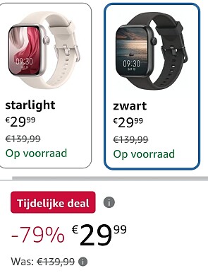 Smartwatch dames 29,99€ ipv 139,99€