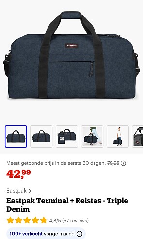 Eastpak reistas 96L goedkoper dan 56L