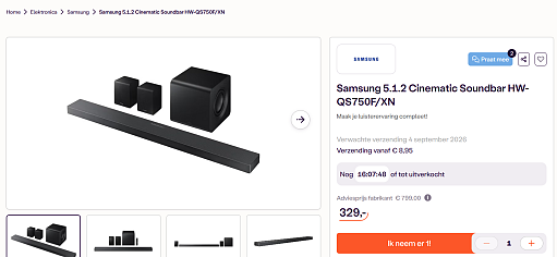 🔊 Samsung 5.1.2 Cinematic Soundbar HW-QS750F/XN