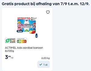 Gratis actimel kids aardbei - banaan 6x100 g bij Collect&Go