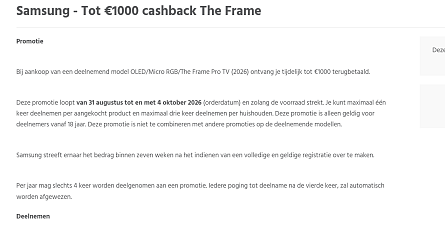 📺 Tot €1000 cashback op Samsung OLED, Micro RGB en The Frame Pro!