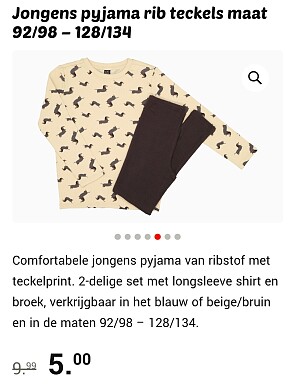 Jongens pyjama rib teckels maat 116/122