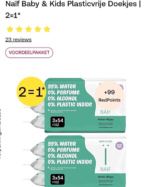 Naïf plasticvrije babydoekjes -50%