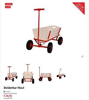 Bolderkar hout -50% bij itek