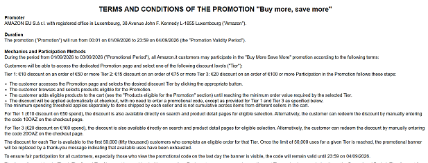 🛍️ Amazon: Buy more, save more! Kies je korting en shop deelnemende producten tot het minimumbedrag is bereikt.