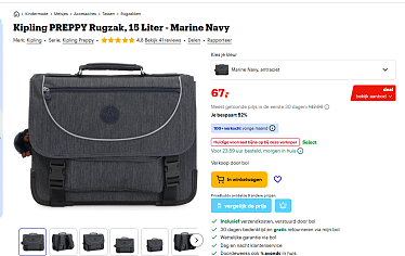 🎒 Kipling PREPPY Rugzak 15L nu voor €67 (-52%)!