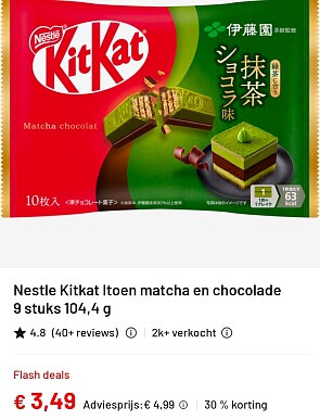 Nestle Kitkat Itoen matcha en chocolade