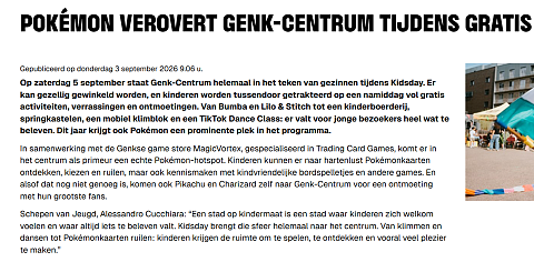 🎉 Kidsday in Genk-Centrum: gratis Pokémon-hotspot, Bumba en meer!