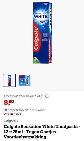🦷Colgate tandpasta 12 x 75ml voor 8,80€!😱