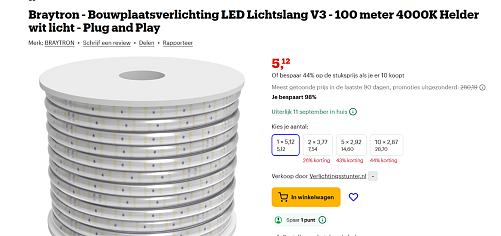 prijsfouten lichtslangen