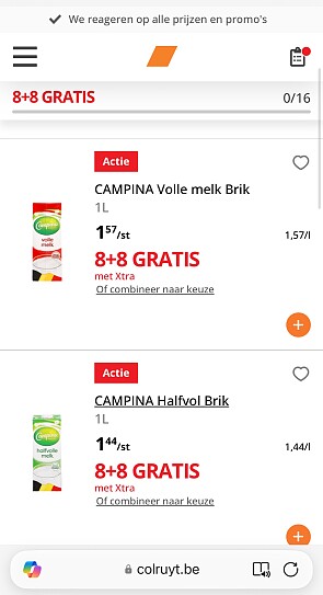 Campina brik 1L 8+8 gratis