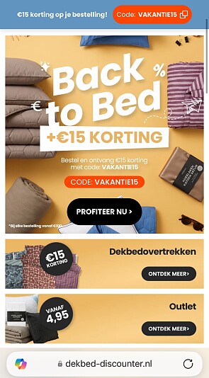 €15 bij dekbed-Discounter