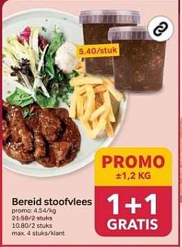 1+1 gratis op bereid stoofvlees bij bon ap