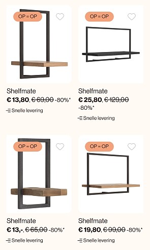 80% korting op wandrekjes/plankjes bij Juntoo
