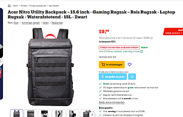 🎒 Acer Nitro Utility rugzak 15.6 inch
