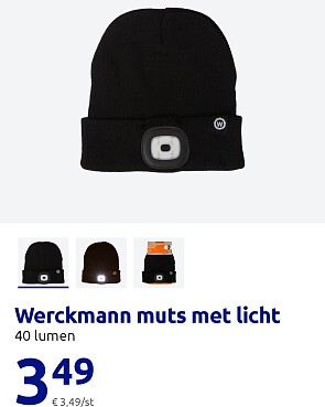 Beanie met licht voor 3,49€ bij action