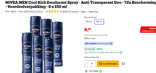 deo nivea 6 stuks goedkoop