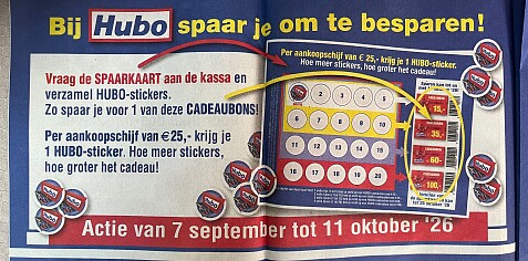 Spaaractie bij Hubo voor cadeaubonnen