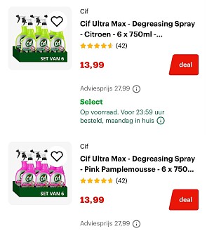 Cif ultra Max ontvetter sprays