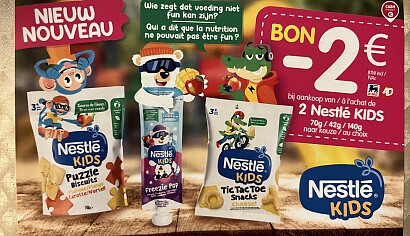 nestle kids puzzle biscuits 1+1 gratis bij delhaize + coupon aan rek