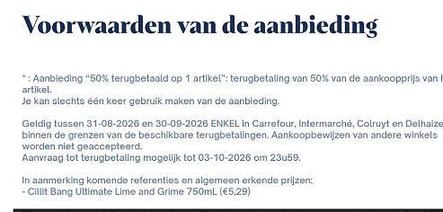 🧴 Cillit Bang Vuil en Kalk 750mL - via Shopmium: 50% terugbetaald op €5,29