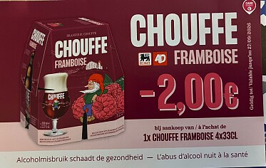 Coupon Chouffe framboise -2,00€ bij Delhaize