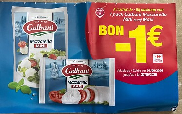 Coupon galbani mozzarella in frigo bij Carrefour market