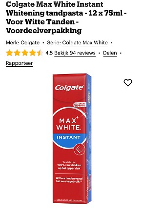 Colgate Max White Instant Whitening tandpasta