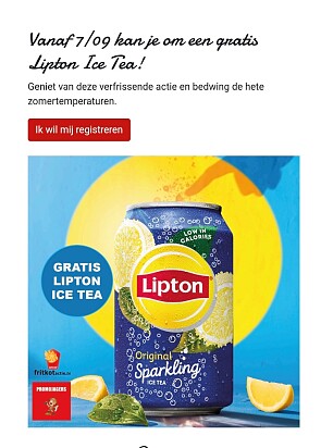Gratis lipton ice tea bij jouw pak friet vanaf 7 september!