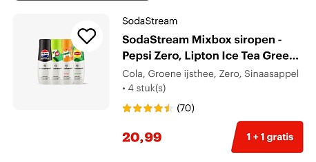1+1 gratis op sodastream mixverpakking
