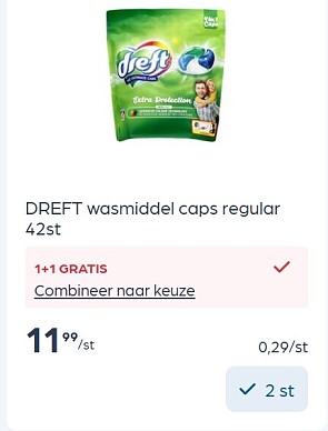 Dreft wasmiddel caps regular 42 stuks in promo