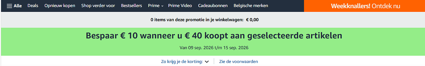 weekknaller bij amazon Belgie