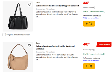 Gabor handtassen tot -60% (en meer) 👜