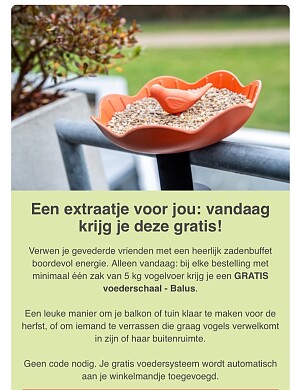 Voederschaal bij aankoop 5 kg vogelvoer