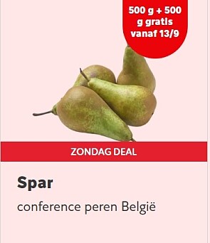 500 gram + 500 gram congference peren bij spar (Colruyt)