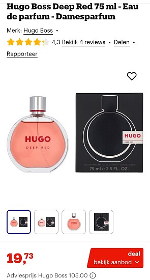 Hugo Boss Deep Red 75 ml - Eau de parfum 81% korting bij bol