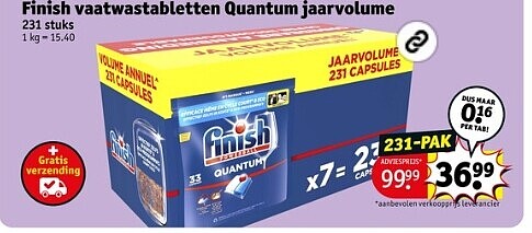 Finish vaatwastabletten quantum jaarvolume 231 stuks bij Kruidvat