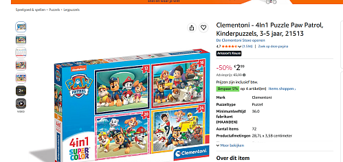 🐾 Clementoni 4in1 Puzzel Paw Patrol