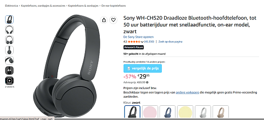 🎧 Sony WH-CH520 Draadloze Bluetooth-hoofdtelefoon